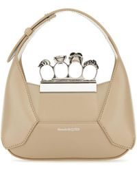 McQueen - Sand Leather Mini Jewelled Hobo Handbag - Lyst