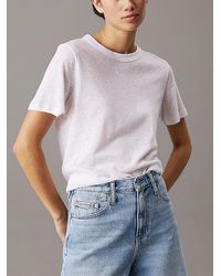 Calvin Klein - T -shirt Jersey Vlas Gesneden Ontspannen - Lyst
