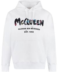 Alexander McQueen - Hooded Cotton Logo Sweatshirt - Lyst