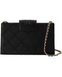 Tory Burch - Fleming Mini -Brieftasche auf Kette e Leder schwarz - Lyst
