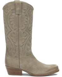 Sartore - Leather Cowboy Boots Boots And Ankle Boots Beige - Lyst