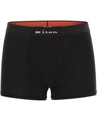 Kiton - Stretch Cotton Boxer Shorts With Logo - Lyst