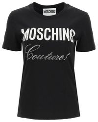 Moschino - T-Shirt mit Kristallverzierung - Lyst
