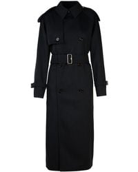 Burberry - Wool Long Trench Coat - Lyst