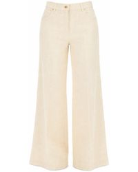 Aspesi - High-Waisted Wide-Leg Pants With Belt Loops And Seam Details - Lyst