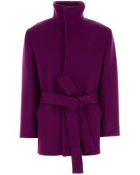 Saint Laurent - Tyrian Wool Coat - Lyst