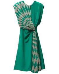 Versace - Robe de soirée mi-longue en soie avec broderie - Lyst