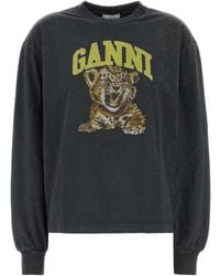 Ganni - Graphite Cotton Oversize T-shirt - Lyst