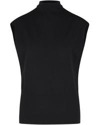 Jonathan Simkhai - Sleeveless Viscose Blend Top With Raised Neckline - Lyst