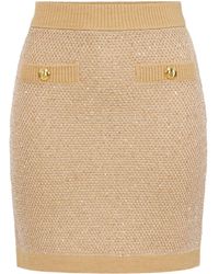 Elisabetta Franchi - Textured Knitted Button Mini Skirt - Lyst