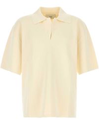 Ami Paris - Cream Viscose Blend Oversize Polo Shirt - Lyst
