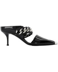 McQueen - Sandales en cuir noir / argent - Lyst