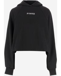 Pinko - Cotton Cropped Sweatshirt With Logo - Lyst