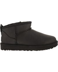 UGG - Classic Ultra Mini Leather Ankle Boots With Sheepskin Lining - Lyst