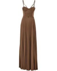 Elisabetta Franchi - Vestido de alfombra roja de punto lamé con cinturón de - Lyst