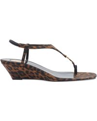 Saint Laurent - 'Cassandre' Fabric Wedge Sandals - Lyst