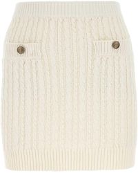 Prada - Ivory Cotton Blend Mini Skirt - Lyst