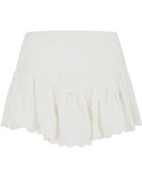 Isabel Marant - 'zoelia' Short Met Borduursels Van Zijde En Wit Katoen - Lyst