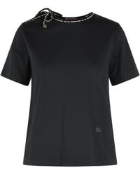 Burberry - 'frankie Bow' Zwart Katoenen T-shirt - Lyst
