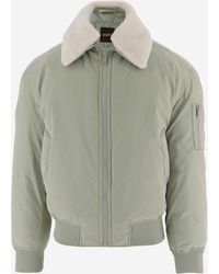 BOSS - Nylon Jacket With Shearling Collar - Lyst