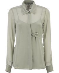 Max Mara - Mxmgolfo Zijden Chiffon Overhemd Met Bijpassende Top - Lyst