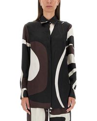 Kiton - Abstract Pattern Silk Shirt - Lyst