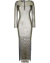 Santa Brands - Rhinestones Embellished Long Dress - Lyst