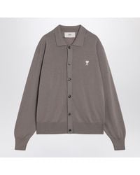 Ami Paris - Ami De Coeur Ash-Coloured Cardigan - Lyst