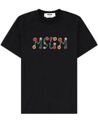 MSGM - Logo Crew Neck T-Shirt - Lyst