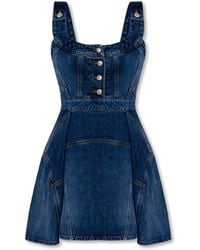 McQueen - Sleeveless Denim Mini Dress For - Lyst