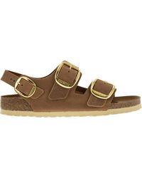 Birkenstock - Milano Big Buckle Geolied Lederen Sandaal - Lyst