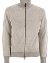 Peserico - Ribbed Virgin Wool And Cashmere Zip Cardigan - Lyst