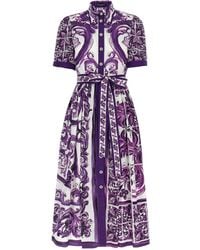 Dolce & Gabbana - 'Maiolica' Print Chemisier Dress - Lyst