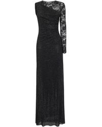 Self-Portrait - Rhinestone Mesh And Lace Maxi Dress - Lyst