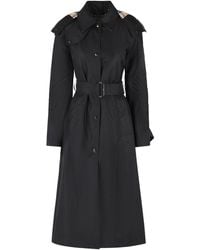 Burberry - Abrigo Car largo con capucha de nailon negro de - Lyst