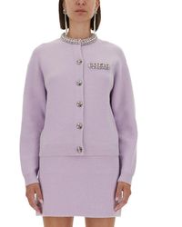 Self-Portrait - Knitted Cardigan With Crystals - Lyst