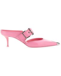 McQueen - 75Mm Metallic Toe-Cap Detail Mules - Lyst