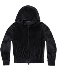 Balenciaga - Velvet Zip-Up Hoodie - Lyst