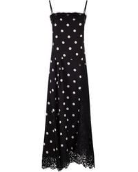 Sportmax - Spxcapo – Polka Dot Silk Midi Dress With Lace Inserts - Lyst