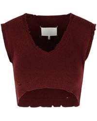 Maison Margiela - Burgundy Virgin Wool Vest - Lyst