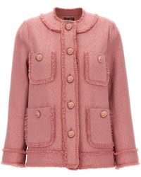 Dolce & Gabbana - Chaqueta De Botonadura Sencilla De Tweed Raschel - Lyst