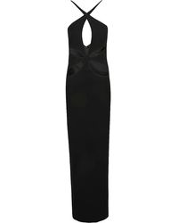 MONOT PRE - Cut Out Detail Silk Crepe Long Dress - Lyst