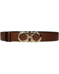 Ferragamo - 'S Cinture Di Pelle Marrone/Nero - Lyst