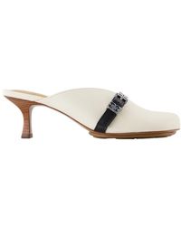 Ganni - Witte Leren Sandalen Met Hak - Lyst