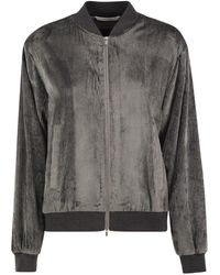 Peserico - Stretch Corded Velvet Bomber Jacket With Silk Details - Lyst