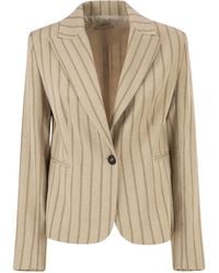 Antonelli - Blazer de mezcla de lino con botonadura sencilla y rayas diplomáticas - Lyst