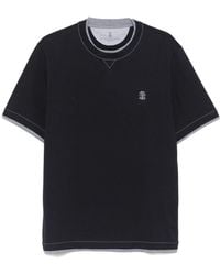 Brunello Cucinelli - Logo Katoenen T -shirt - Lyst