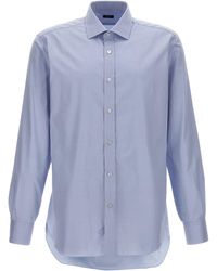 Barba Napoli - Textured Cotton Shirt Shirt And Blouse - Lyst