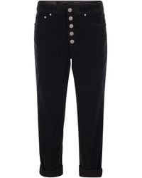 Dondup - Koons Multi Striped Velvet Trousers With Jewelled Buttons - Lyst