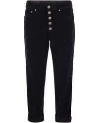 Dondup - Koons Multi Striped Velvet Trousers With Jewelled Buttons - Lyst